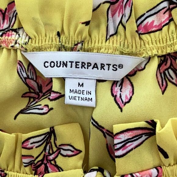 COUNTERPARTS TOP BLOUSE MEDIUM ALL OVER FLORAL PRINT FLUTTER SLEEVES - Picture 4 of 5